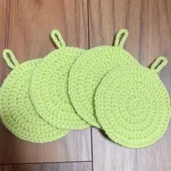 4枚組！サークル型アクリルたわし 薄緑