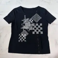 美品＋RICO HIROKO KOSHINO ヒロココシノ 刺繍 Tシャツ 黒