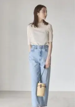 ノーブル　シアークレープジャージ五分袖Tシャツ