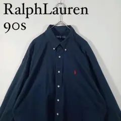 90s Ralph Lauren ネイビー 長袖ボタンダウンシャツ　BLAKE