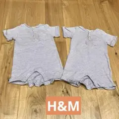 H&M ロンパース 4-6m ２枚組　双子　半袖