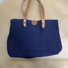 イルビゾンテ ネイビー レザー　キャンバス　トートバッグ