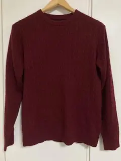 【送料無料】ビームスのカシミヤケーブルニット カシミヤ100% ボルドー