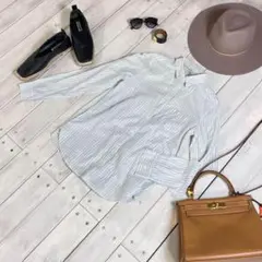 『MAISON DE REEFUR』ストライプ　シャツ　長袖　ブルー×ホワイト