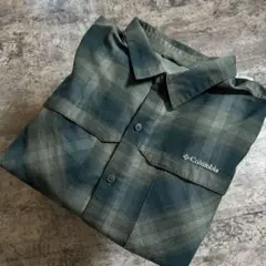 Columbia コロンビア チェック柄 長袖シャツ XL グリーン メンズ古着
