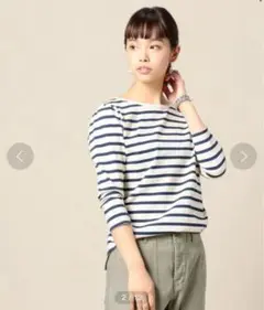 美品　Le Minor バックVネックボーダープルオーバー 定価12,100円