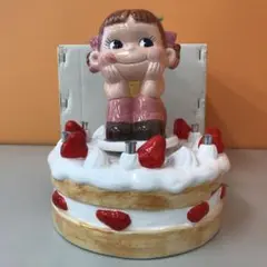 【非売品・レア・動作確認済】ペコちゃん 陶器製 バースデーケーキ オルゴール
