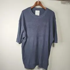 still by hand ヤブリ柄麻綿 ニット Tシャツ 48サイズ