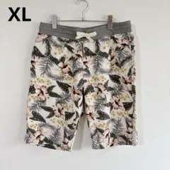 4981【メンズXL】ボタニカル柄ハーフパンツ　ショートパンツ　花柄総柄　春夏