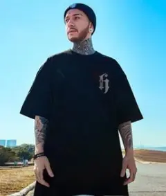 【人気上昇】メンズ　黒　ストリート　ヤンチャ　ダンス　XL　ゆったり　半袖