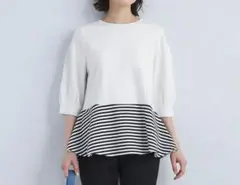 【 美品 】green label relaxing　ペプラムタックスリーブ