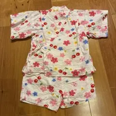 ホットビスケッツ　80cm 花柄さくらんぼ甚平 浴衣