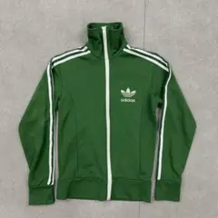 adidas アディダス トラックジャケット グリーン 白ジップ XS