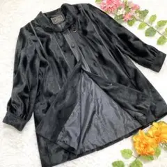 【OCHERK】 ベロア ハーフコート 総柄 上品 エレガント アウター 秋冬