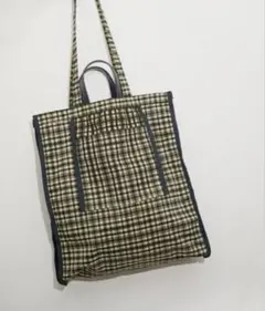 新品　【サステナブル】2WAYチェックトートバッグ(撥水)