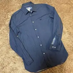 LACOSTE ブルー ドット柄 スリムフィットシャツ サイズM