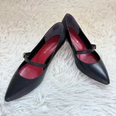 ✨美品　ドレステリア　ストラップ付きパンプス　ポインテッドトゥ　ブラック　23