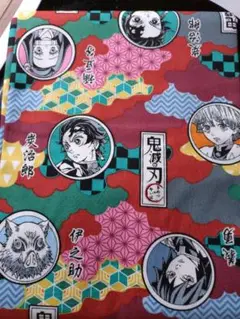 鬼滅の刃　オックス柄生地 １１０×約１００ 保管品