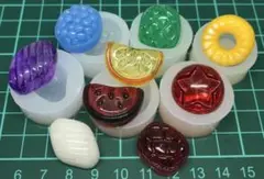 【ドロップ６種スイカ　パイン　オレンジ】リアルサイズ　シリコンモールド　型