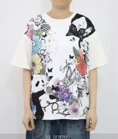 【スカラー】アニマル蝶花柄 Tシャツ