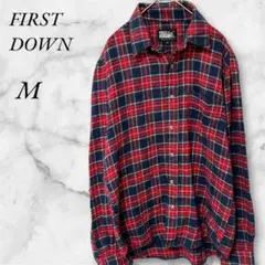 ファーストダウン　ネルシャツ　チェック柄　長袖　M　レッド　ネイビー