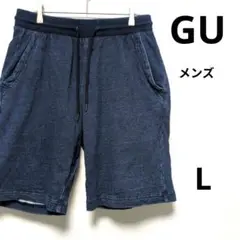 【ジーユー】ダークブルー ショートパンツ Ｌ　341-286125 メンズ