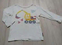 男の子　80　ショベルカー　Tシャツ　長袖　コンビミニ　白　綿100%