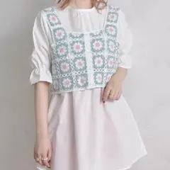 【ems excite】花柄クロシェベストSET