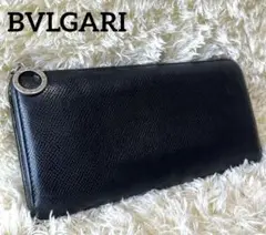 BVLGARI ブルガリ ラウンドファスナー 長財布 L字　ブラック黒　ロゴ金具
