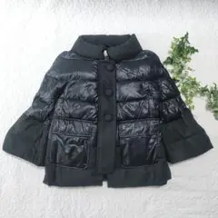 ヘルノ　カシミヤ96％　ショートダウンジャケット　黒×グレー　フレア袖　40