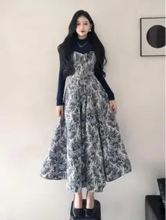 【タグ付き未使用】エレガント キャミワンピース　花柄