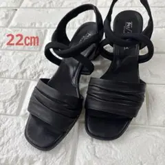 マークスリング❤️ストラップウェッジサンダル　ブラック　22㎝