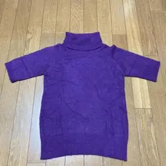 DUBAMBAM パープル ハイネック 半袖ニット