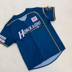 北海道日本ハムファイターズ 青 野球シャツ 半袖 Fサイズ スポンサー