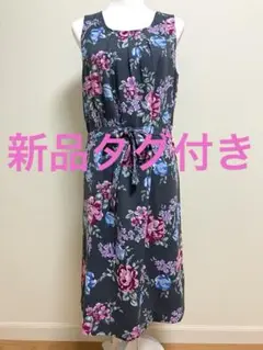 【新品タグ付き】ローラアシュレイ ワンピース　花柄　ノースリーブ　11号