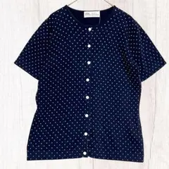 WHITE ITARIYARD ドット柄 カットソーカーディガン　美品　ネイビー