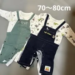 スヌーピー　トイストーリー　サロペット風ロンパース　80cm