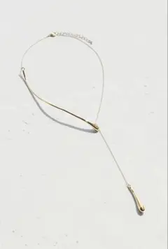 GOLDY カーブド メタル "Y"シェイプ ネックレス ライトゴールド　美品