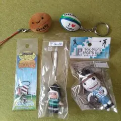 ラグビー ストラップ キーホルダー 5点 セット