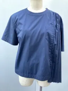 sacai サカイ ブラウス プリーツ アシンメトリー ジップ ネイビー 変形