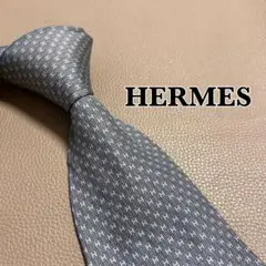 エルメス　ネクタイ　H柄　ストライプ ドット　チェック　ブルー　青色