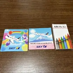 ☆スカイマーク ステッカー 2枚、6色クレヨン