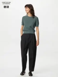 【ほぼ新品】UNIQLO リネンブレンドバレルレッグパンツ ブラック Sサイズ
