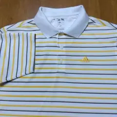 adidas ストライプ メンズゴルフポロシャツ M