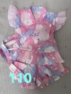浴衣　甚平　110サイズ キャサリンコテージ　猫　マリン