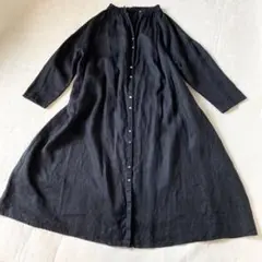 極美品 ヘブンリー リネン ゴムネック 2wayギャザーワンピース ブラック F