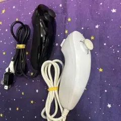 任天堂Wii ヌンチャク　コントローラー　動作確認済み　白　黒　2個セット ②