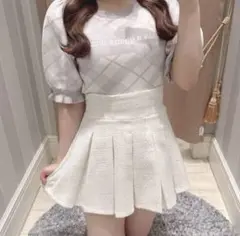 evelyn ロゴチェックニット ピンク