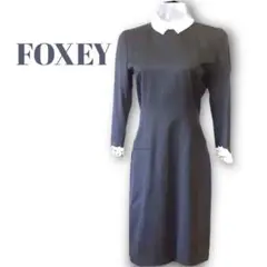 フォクシー 白襟、レース上品なワンピース、サイズ38、M、9号。FOXEY