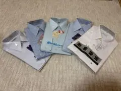 メンズ　長袖Yシャツ　白・青系　ストライプ Mサイズ　5着セット